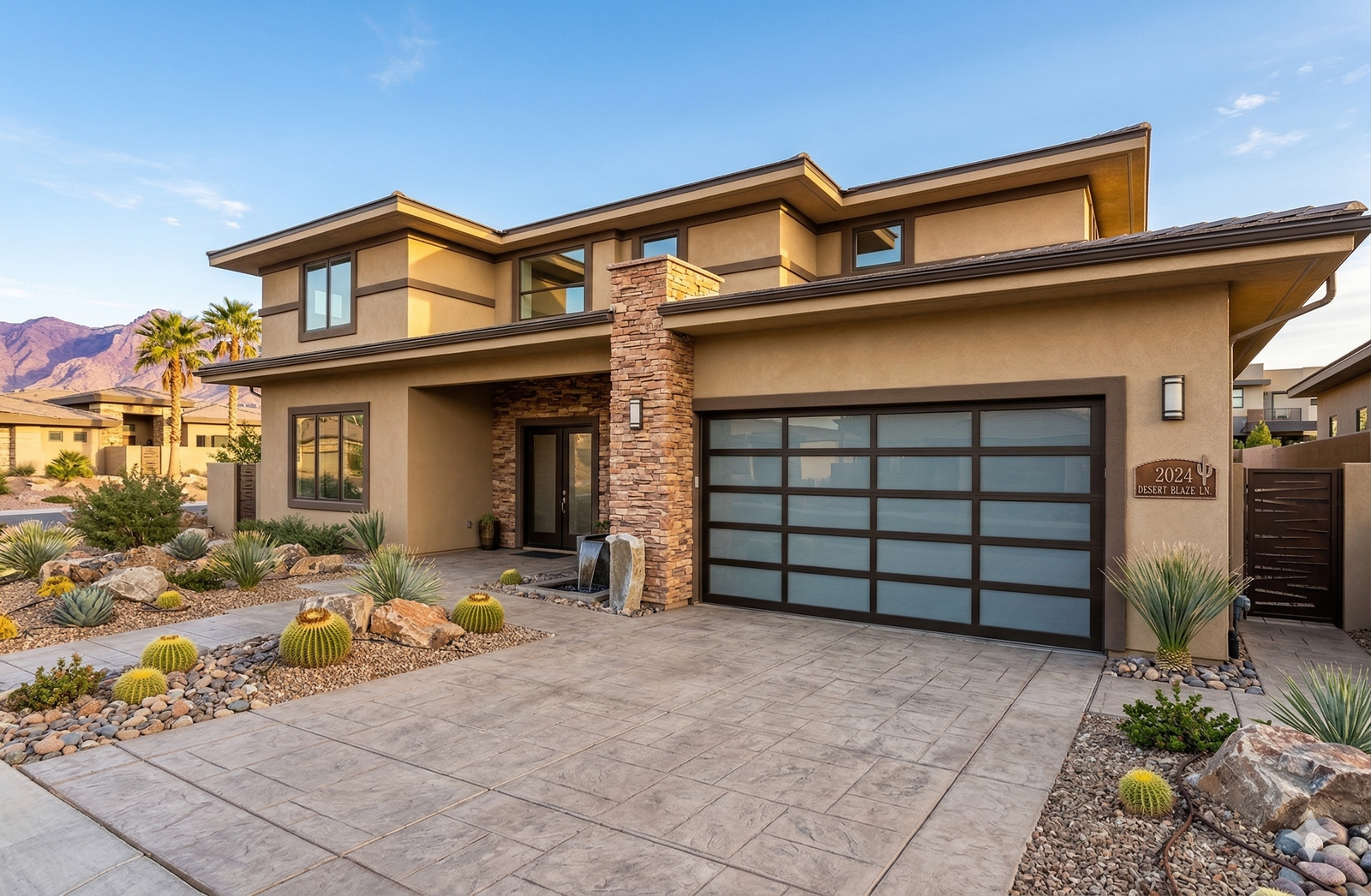 Privacy frosted glass garage door with insulated aluminum frame in Las Vegas