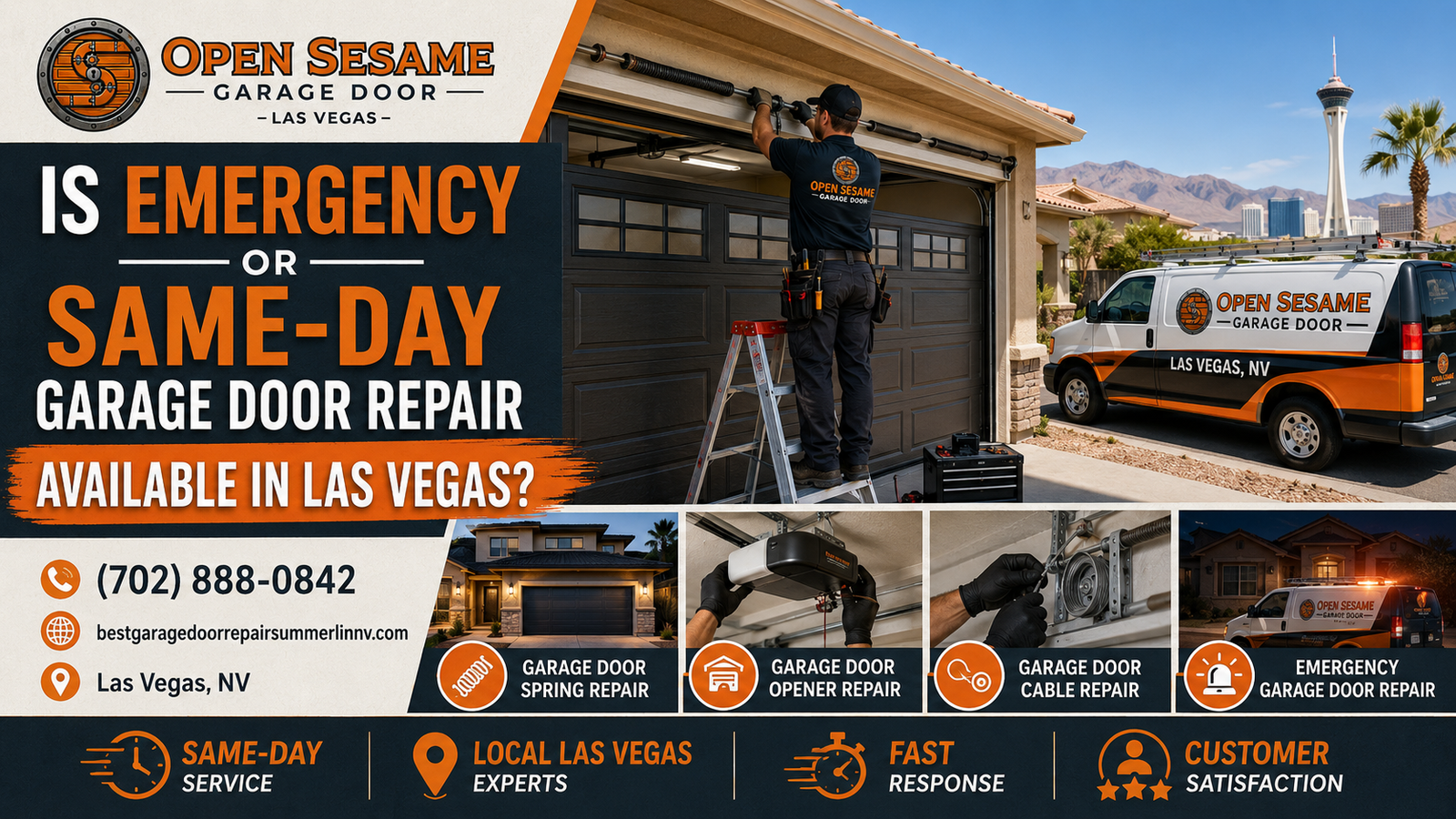 Emergency and same-day garage door repair availability in Las Vegas
