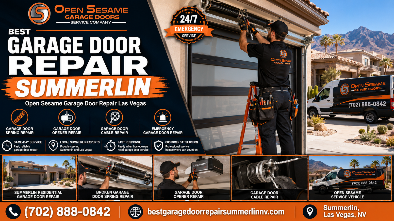 Open Sesame Garage Door service graphic for garage door repair in Summerlin Las Vegas Nevada