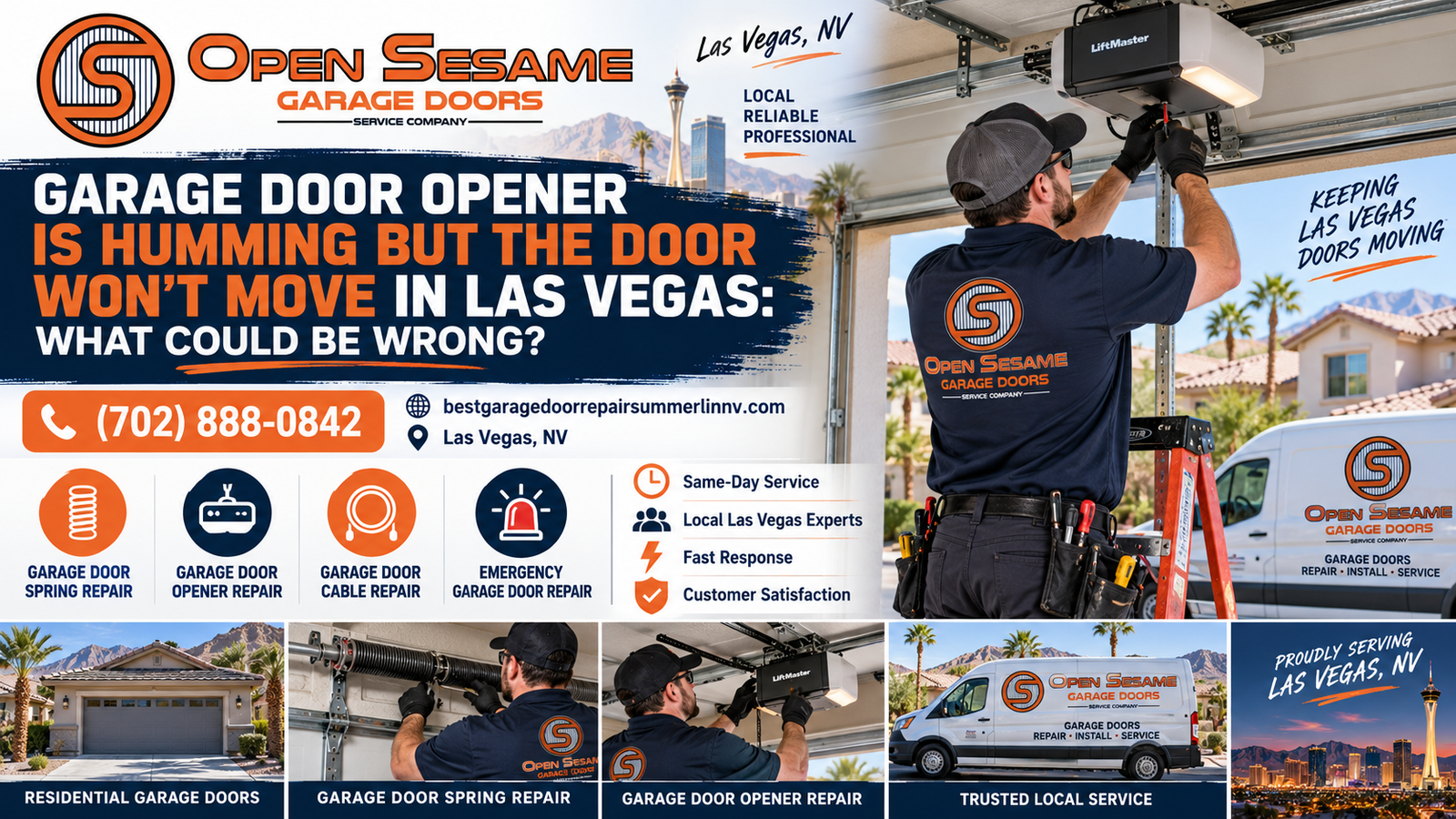 Garage door opener humming but door won’t move in Las Vegas troubleshooting guide