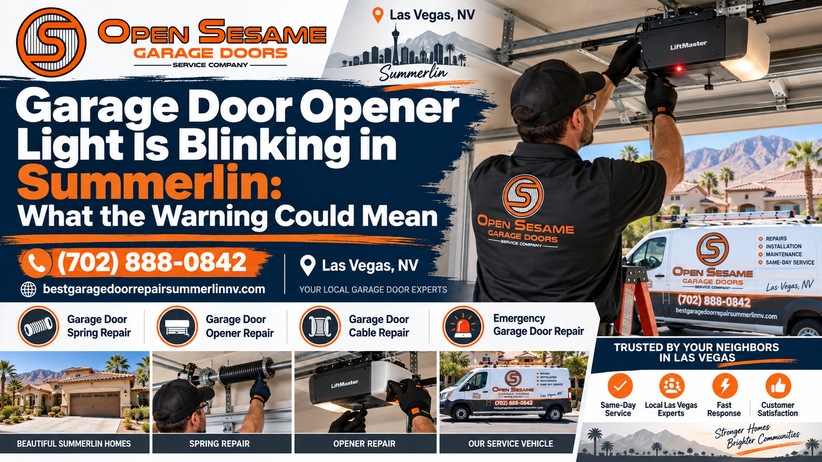 Garage door opener light blinking in Summerlin warning and troubleshooting guide