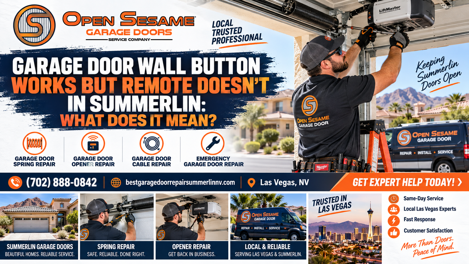 Garage door wall button working while handheld remote fails at a Summerlin home