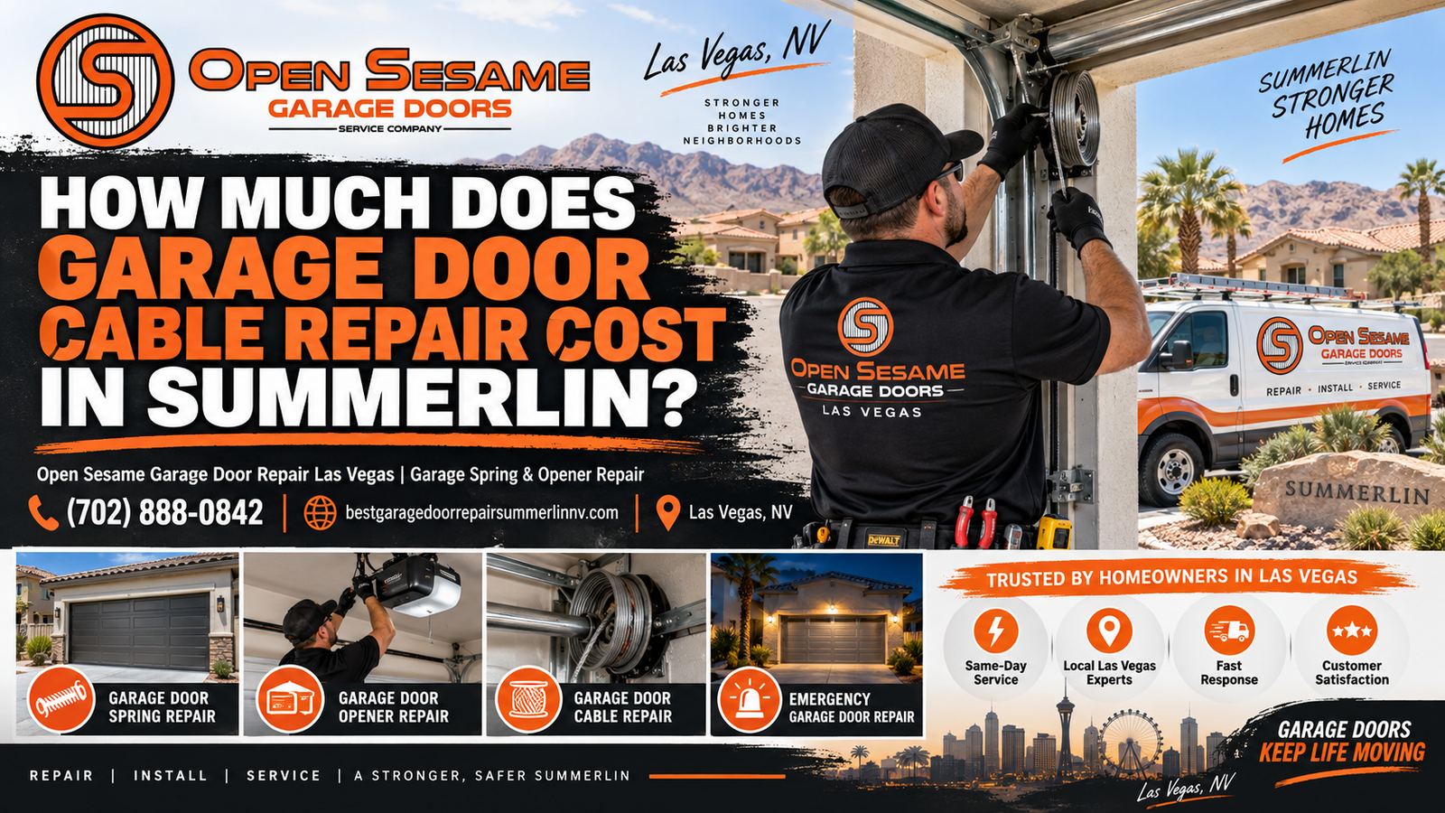 How Much Does Garage Door Cable Repair Cost in Summerlin?