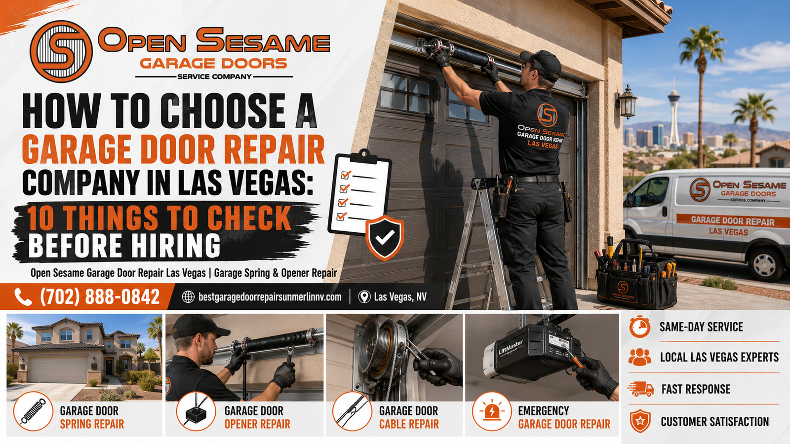 Homeowner comparing garage door repair companies before hiring in Las Vegas