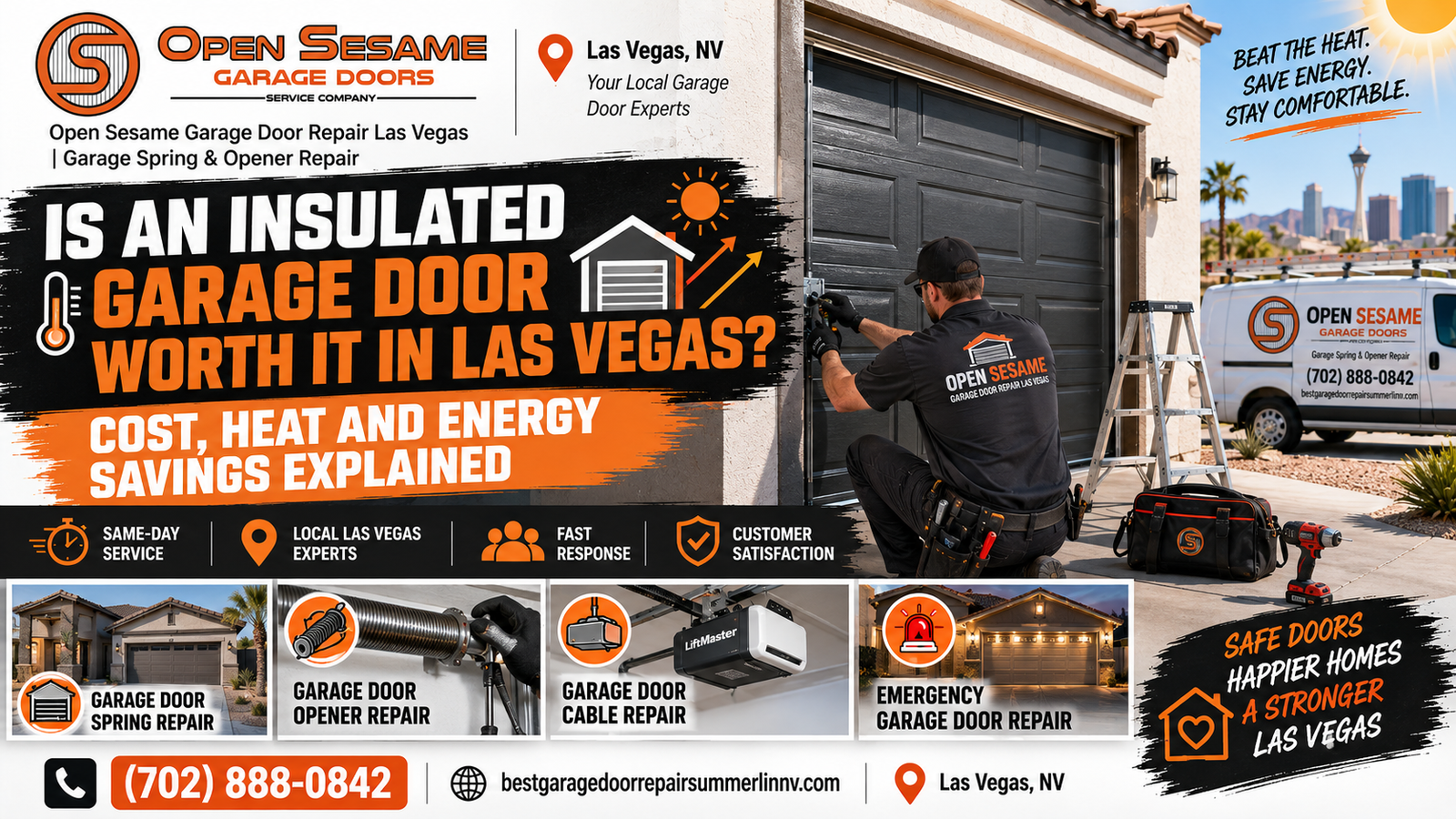 Insulated garage door comparison for heat and energy performance at a Las Vegas home
