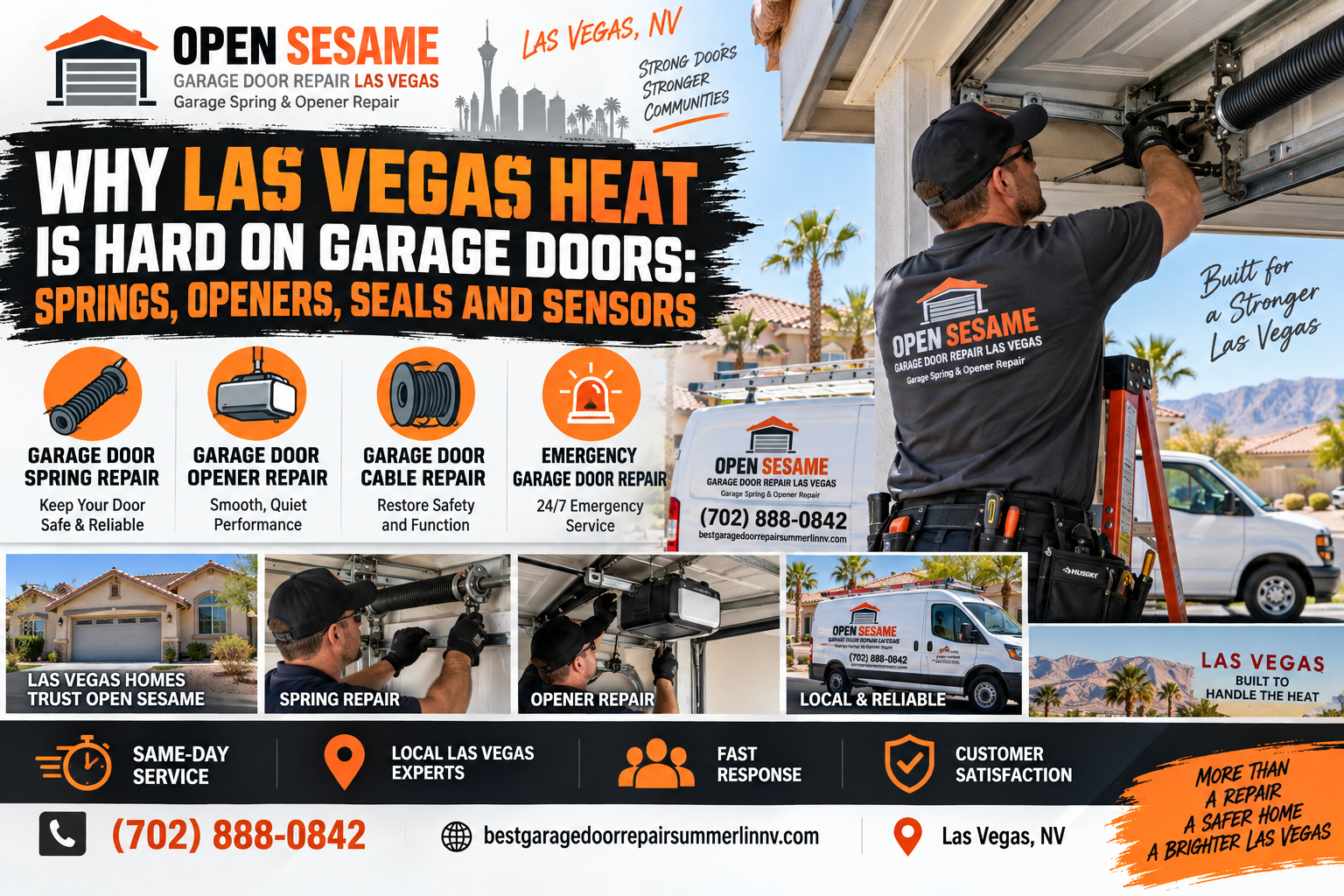 Las Vegas heat affecting garage door springs openers seals and safety sensors